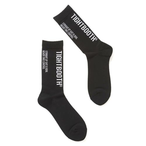 TIGHTBOOTH（TBPR）SOCKS タイトブース ソックス 靴下 LABEL LOGO SOCKS BLACK スケートボード スケボー 1