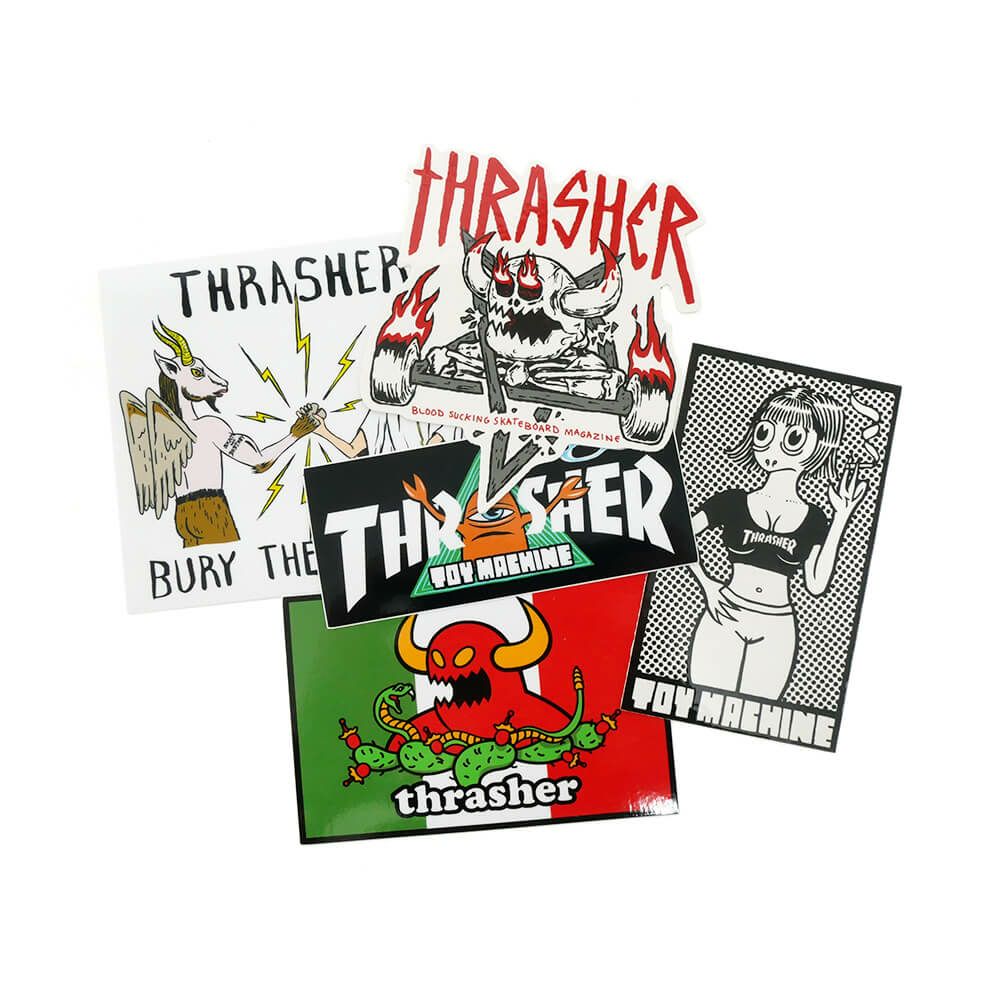 THRASHER STICKER PACK スラッシャー ステッカー THRASHER x TOY MACHINE 4" STICKER 5-PACK（US企画） スケートボード スケボー