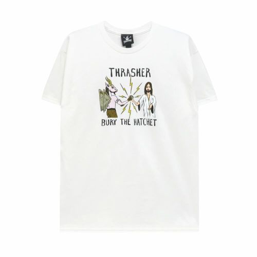  THRASHER T-SHIRT スラッシャー Ｔシャツ THRASHER X TOY MACHINE THRASHER B.T.H WHITE（US企画） スケートボード スケボー 