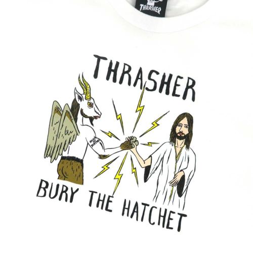  THRASHER T-SHIRT スラッシャー Ｔシャツ THRASHER X TOY MACHINE THRASHER B.T.H WHITE（US企画） スケートボード スケボー 1