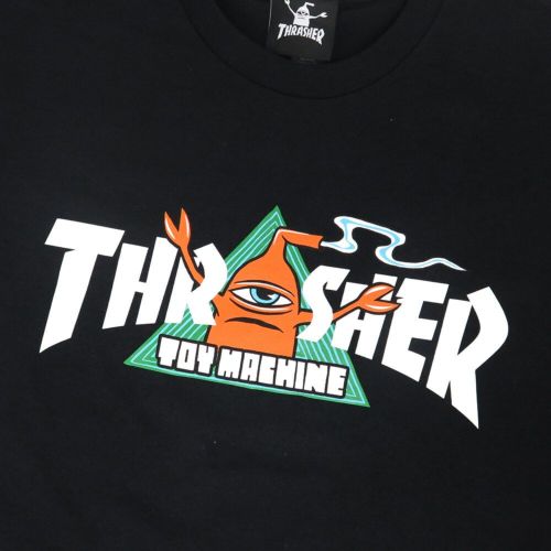  THRASHER T-SHIRT スラッシャー Ｔシャツ THRASHER X TOY MACHINE VORTEX BLACK（US企画） スケートボード スケボー 1