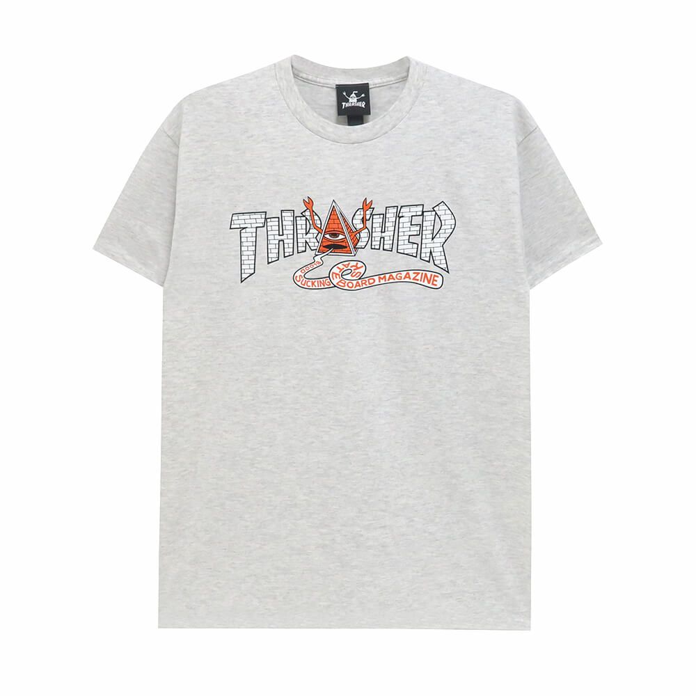 THRASHER T-SHIRT スラッシャー Ｔシャツ THRASHER X TOY MACHINE PYRAMID ASH（US企画） スケートボード スケボー 