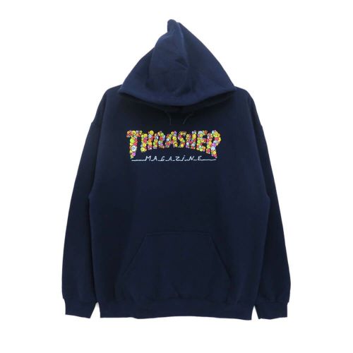 THRASHER HOOD スラッシャー パーカー THRASHER X TOY MACHINE SMILE BY SPANKY NAVY（US企画） スケートボード スケボー 