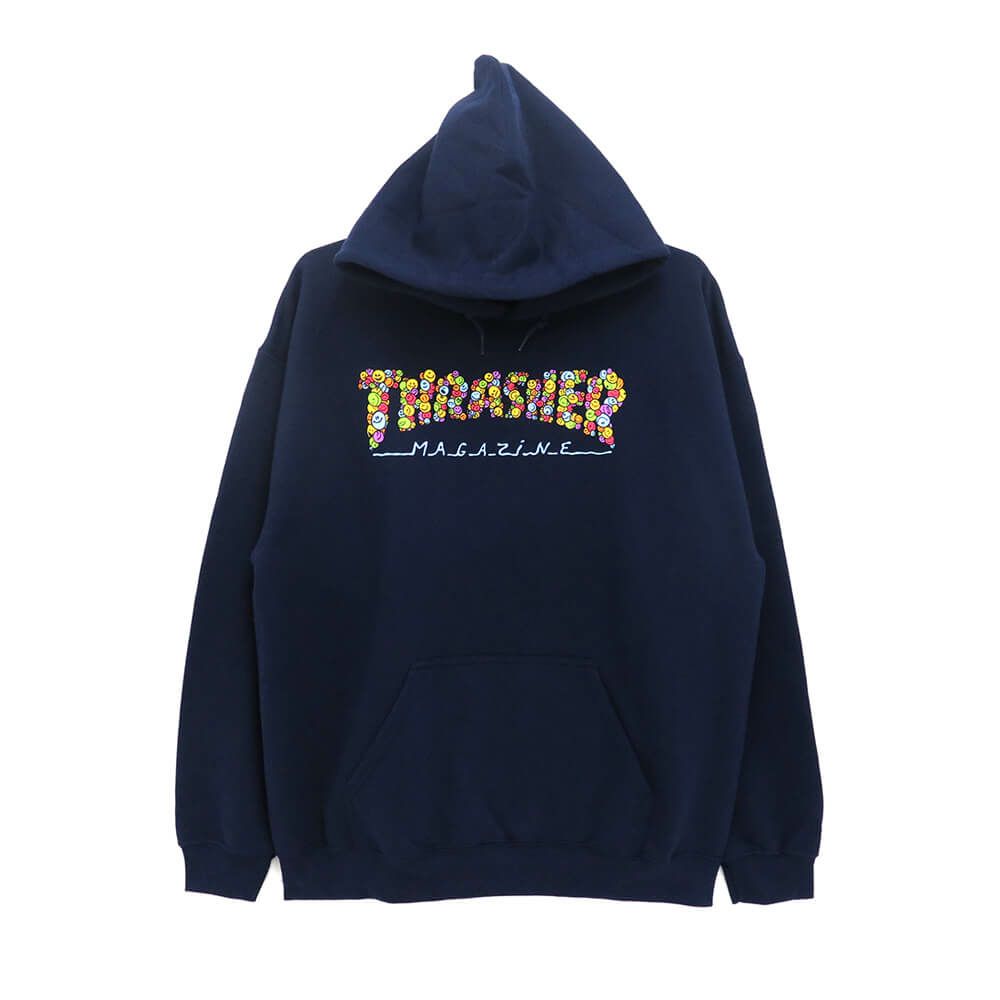 THRASHER HOOD スラッシャー パーカー THRASHER X TOY MACHINE SMILE BY SPANKY NAVY（US企画） スケートボード スケボー 