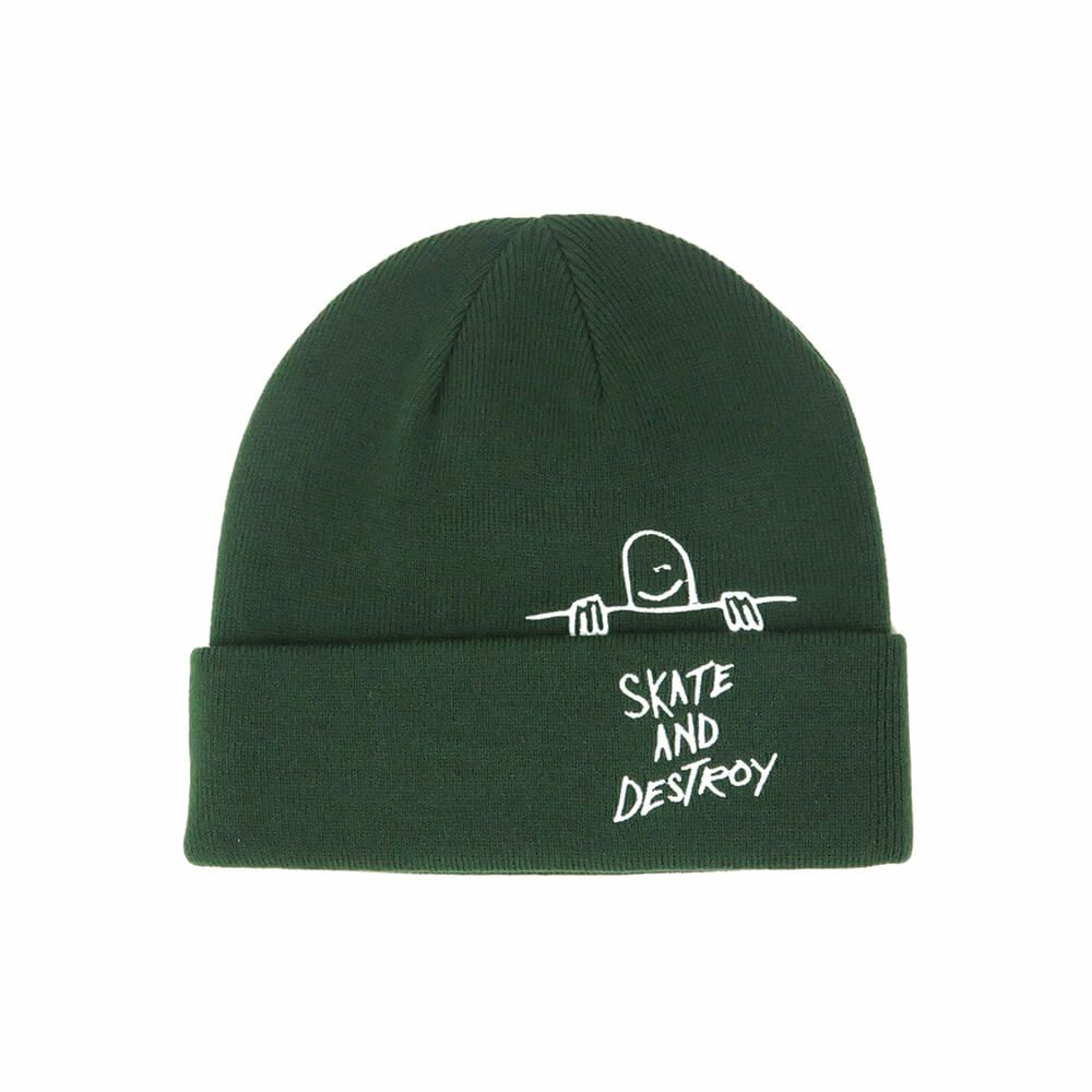 THRASHER CAP スラッシャー キャップ THRASHER x TOY MACHINE GONZ SAD FOLD BEANIE FOREST GREEN（US企画） スケートボード スケボー 