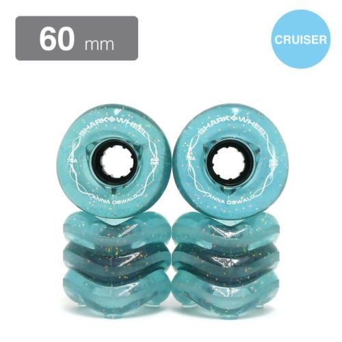 SHARK WHEEL シャークウィール ソフトウィール（クルーザー） CALIFORNIA ROLLTRANSPARENT（78A）BLUE/GRAY GLITTER ANNA OSWALD 60mm スケートボード スケボー