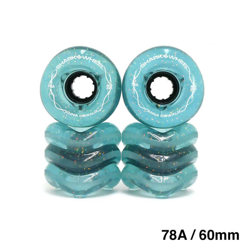 SHARK WHEEL シャークウィール ソフトウィール（クルーザー） CALIFORNIA ROLLTRANSPARENT（78A）BLUE/GRAY GLITTER ANNA OSWALD 60mm スケートボード スケボー
