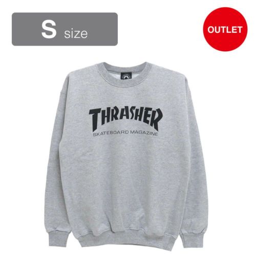 【アウトレット価格 8,800円 → 5,990円】THRASHER CREW SWEAT スラッシャー トレーナー SKATE MAG・Sサイズ GREY（US企画）在庫処分のため スケートボード スケボー