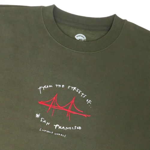 LOOP HOLE CREW SWEAT ループホール トレーナー FROM THE STREET ARMY GREEN スケートボード スケボー 1