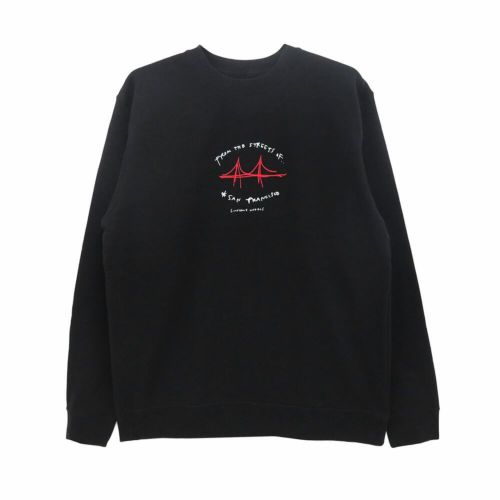 LOOP HOLE CREW SWEAT ループホール トレーナー FROM THE STREET BLACK スケートボード スケボー 