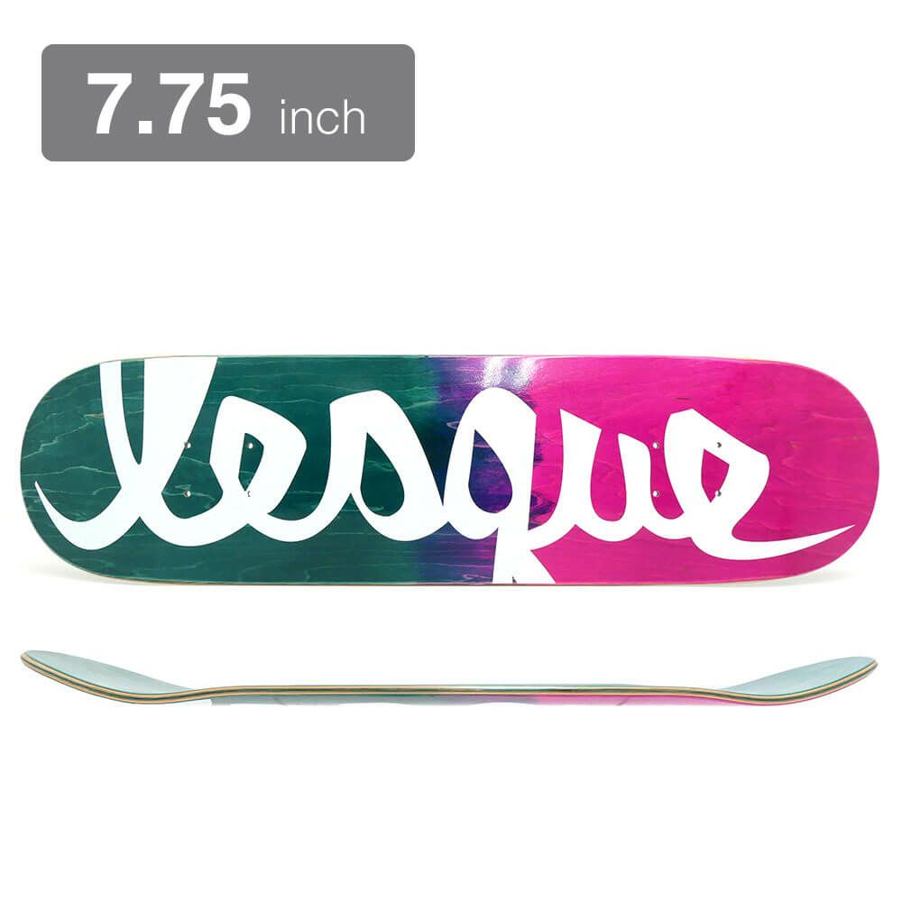 LESQUE DECK レスケ デッキ TEAM LOGO GREEN/PINK STAIN 7.75 スケートボード スケボー