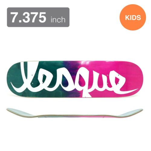 LESQUE DECK レスケ デッキ（子供用） TEAM LOGO GREEN/PINK STAIN 7.375 スケートボード スケボー