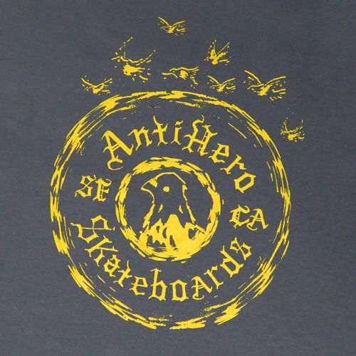 ANTIHERO T-SHIRT アンチヒーロー Tシャツ PIGEON MOTION POCKET CHARCOAL/YELLOW スケートボード スケボー 3