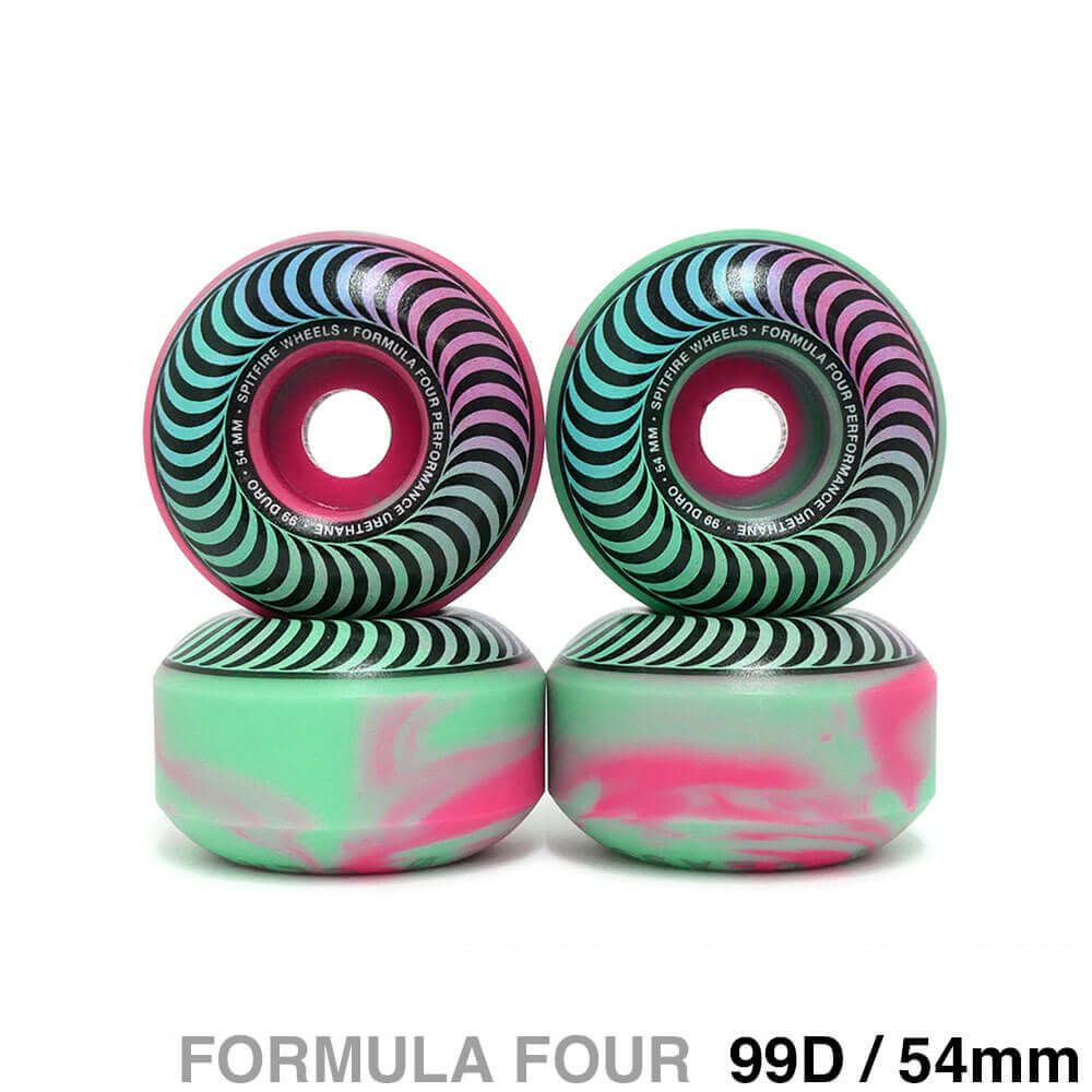 SPITFIRE WHEEL スピットファイヤー ウィール FORMULA FOUR (F4) CLASSIC 99D PINK/TEAL SWIRL ピンク/ティール 54mm スケートボード スケボー