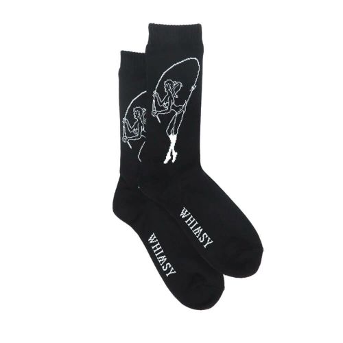 WHIMSY SOCKS ウィムジー ソックス 靴下 FISHING GIRL BLACK スケートボード スケボー 3