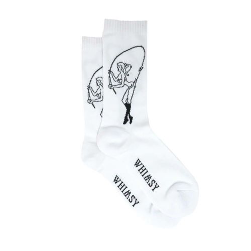 WHIMSY SOCKS ウィムジー ソックス 靴下 FISHING GIRL WHITE スケートボード スケボー 3
