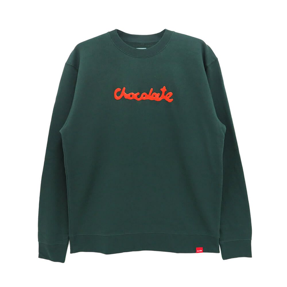 CHOCOLATE CREW SWEAT チョコレート トレーナー DRIP SCRIPT FOREST GREEN スケートボード スケボー 