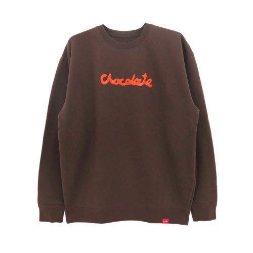 CHOCOLATE CREW SWEAT チョコレート トレーナー DRIP SCRIPT BROWN スケートボード スケボー 