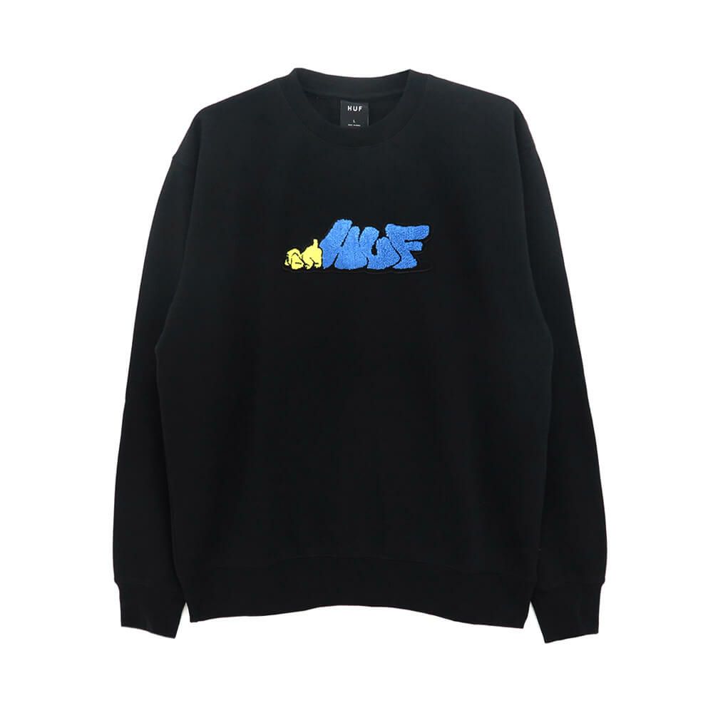 HUF CREW SWEAT ハフ トレーナー DOG SENSE BLACK スケートボード スケボー 