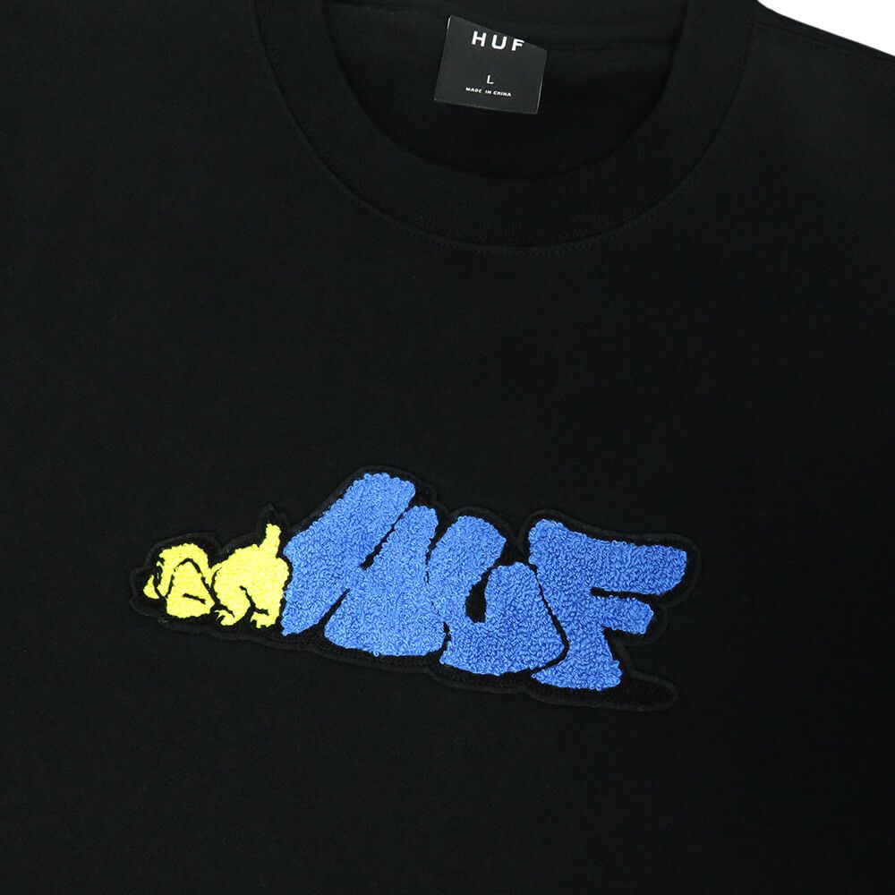 HUF CREW SWEAT ハフ トレーナー DOG SENSE BLACK スケートボード スケボー 1