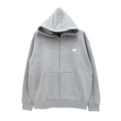 KAWA HOOD 川 パーカー 川 LOGO 1POINT ZIP GREY/WHITE 刺繍ロゴ スケートボード スケボー 