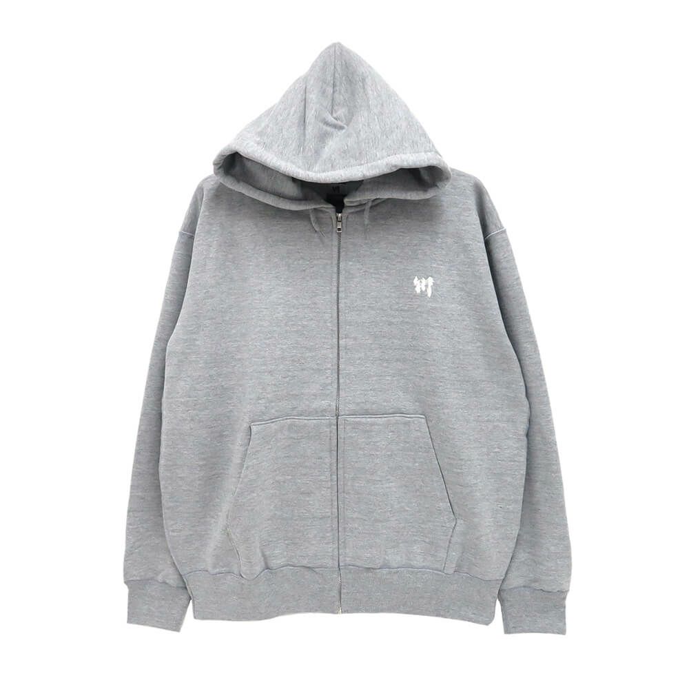 KAWA HOOD 川 パーカー 川 LOGO 1POINT ZIP GREY/WHITE 刺繍ロゴ スケートボード スケボー 