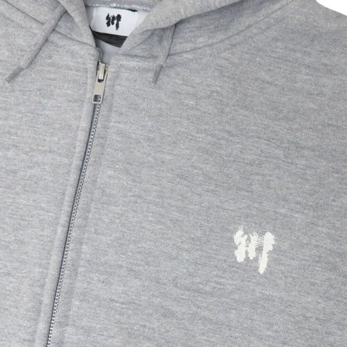 KAWA HOOD 川 パーカー 川 LOGO 1POINT ZIP GREY/WHITE 刺繍ロゴ スケートボード スケボー 1