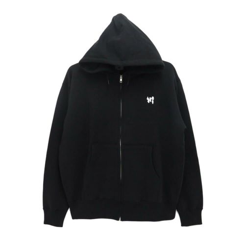 KAWA HOOD 川 パーカー 川 LOGO 1POINT ZIP BLACK/WHITE 刺繍ロゴ スケートボード スケボー 