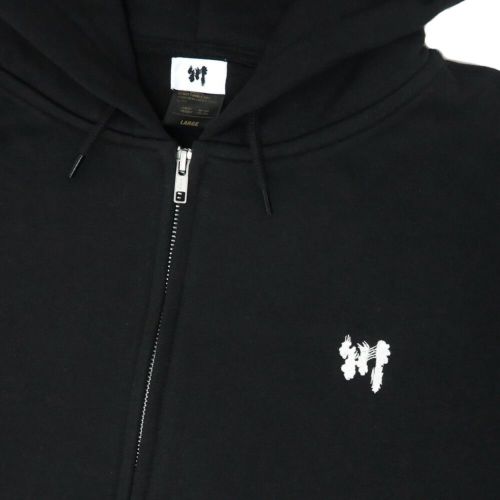KAWA HOOD 川 パーカー 川 LOGO 1POINT ZIP BLACK/WHITE 刺繍ロゴ スケートボード スケボー 1