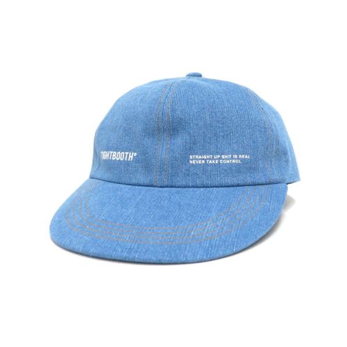 TIGHTBOOTH（TBPR）CAP タイトブース キャップ LABEL LOGO DENIM 6 PANEL LIGHT BLUE スケートボード スケボー 