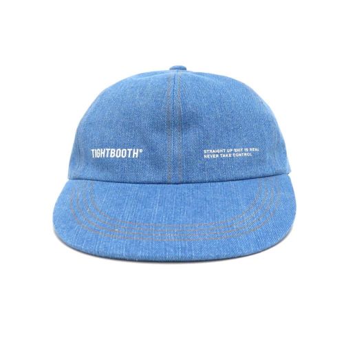 TIGHTBOOTH（TBPR）CAP タイトブース キャップ LABEL LOGO DENIM 6 PANEL LIGHT BLUE スケートボード スケボー 1