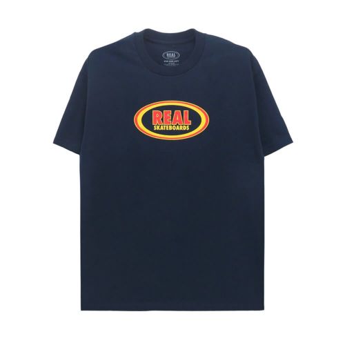 REAL T-SHIRT リアル Tシャツ OVAL NAVY/RED スケートボード スケボー 