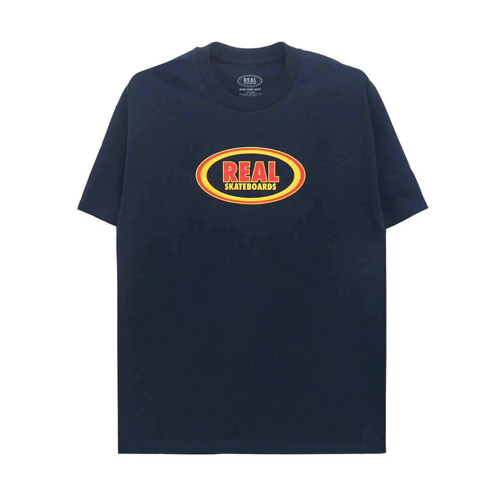 REAL T-SHIRT リアル Tシャツ OVAL NAVY/RED スケートボード スケボー 