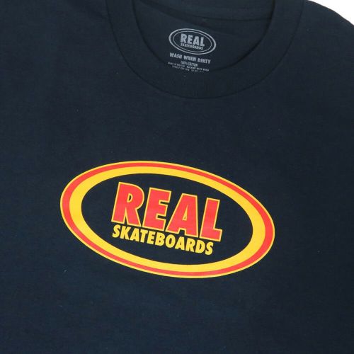 REAL T-SHIRT リアル Tシャツ OVAL NAVY/RED スケートボード スケボー 1