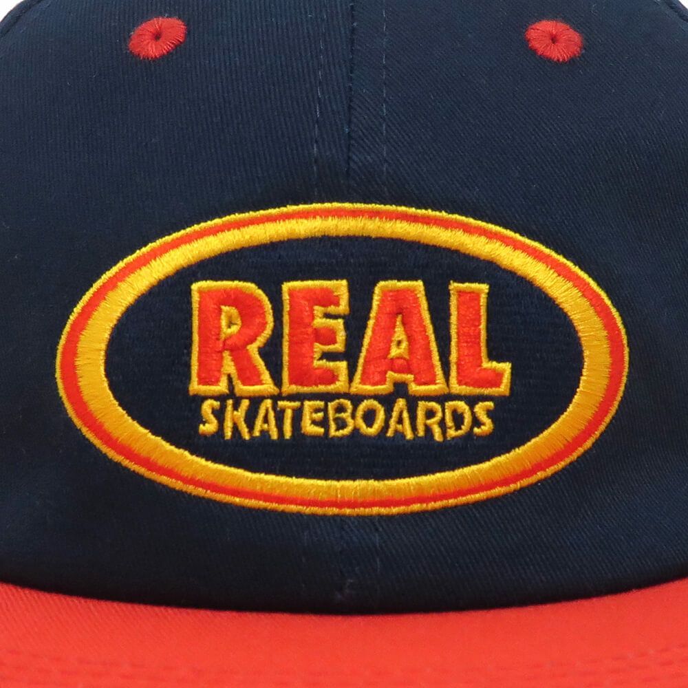 REAL CAP リアル キャップ OVAL EMB STRAPBACK NAVY/RED/YELLOW スケートボード スケボー 4