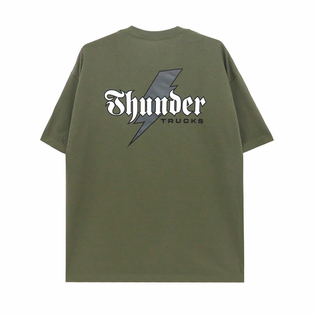 THUNDER T-SHIRT サンダー Tシャツ BOLT SCRIPT MILITARY GREEN スケートボード スケボー 
