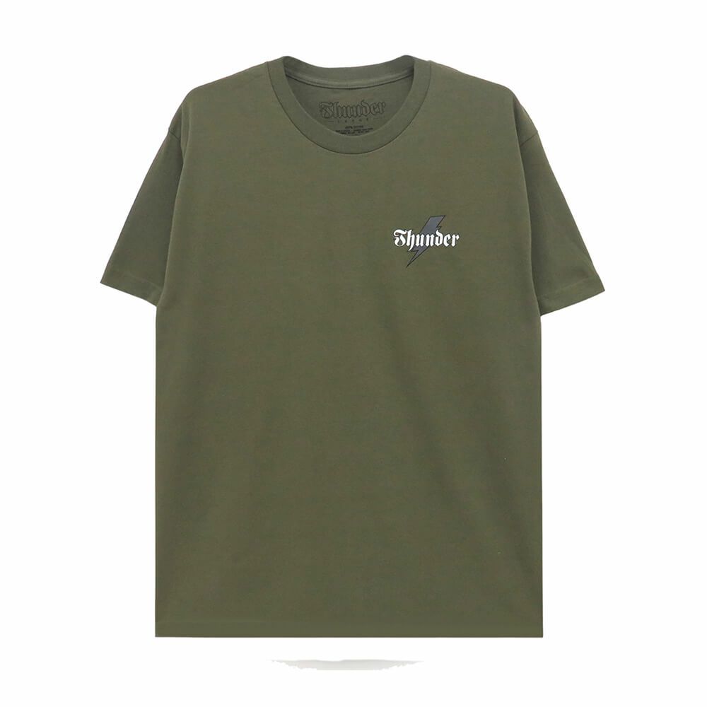 THUNDER T-SHIRT サンダー Tシャツ BOLT SCRIPT MILITARY GREEN スケートボード スケボー 1