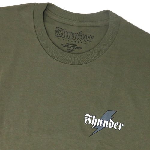 THUNDER T-SHIRT サンダー Tシャツ BOLT SCRIPT MILITARY GREEN スケートボード スケボー 2