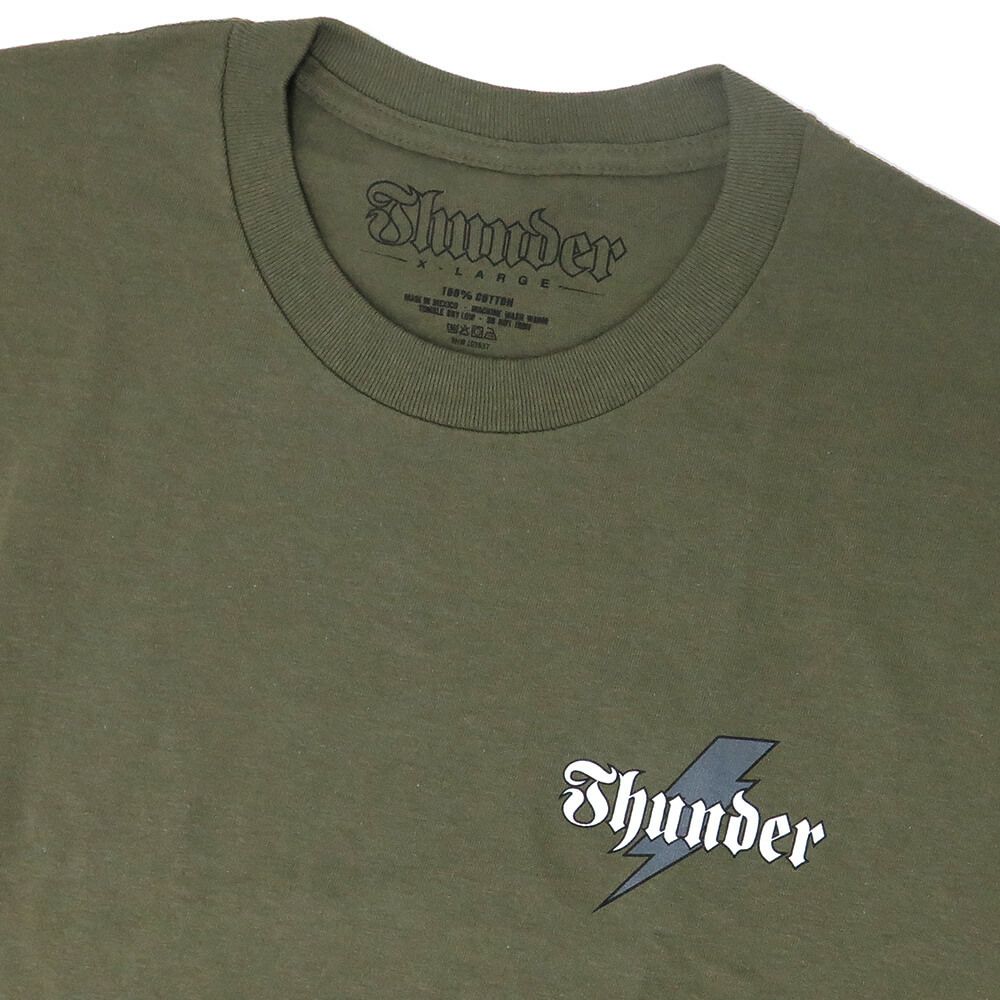THUNDER T-SHIRT サンダー Tシャツ BOLT SCRIPT MILITARY GREEN スケートボード スケボー 2