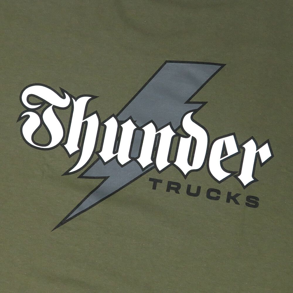 THUNDER T-SHIRT サンダー Tシャツ BOLT SCRIPT MILITARY GREEN スケートボード スケボー 3