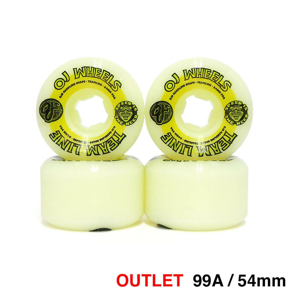 （アウトレット価格 7,040円 → 2,990円）OJ WHEEL オージェー ウィール TEAM LINE（99A） 54mm 在庫処分・黄ばみ スケートボード スケボー