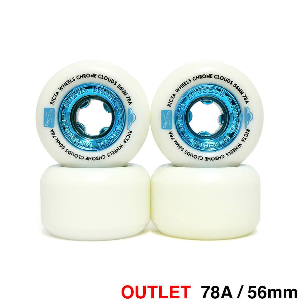 （アウトレット価格 7,260円 → 2,990円）RICTA WHEEL リクタ ソフトウィール（クルーザー） CHROME CLOUDS BLUE（78A） 56mm 在庫処分・黄ばみ スケートボード スケボー
