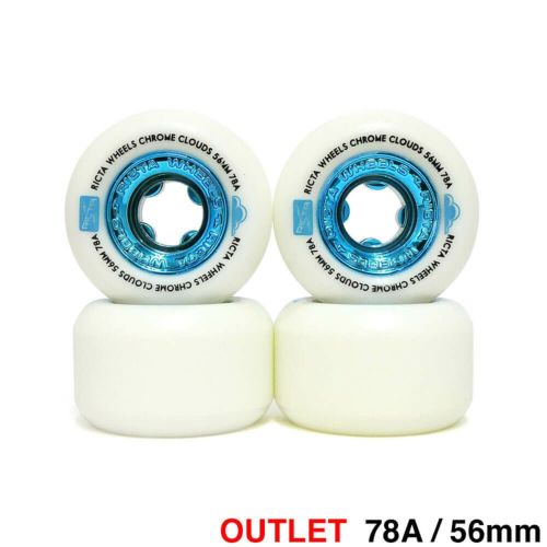 （アウトレット価格 7,260円 → 2,990円）RICTA WHEEL リクタ ソフトウィール（クルーザー） CHROME CLOUDS BLUE（78A） 56mm 在庫処分・黄ばみ スケートボード スケボー
