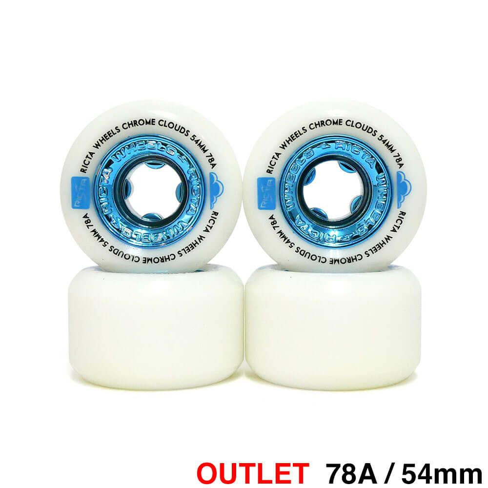 （アウトレット価格 7,260円 → 2,990円）RICTA WHEEL リクタ ソフトウィール（クルーザー） CHROME CLOUDS BLUE（78A） 54mm 在庫処分・黄ばみ スケートボード スケボー