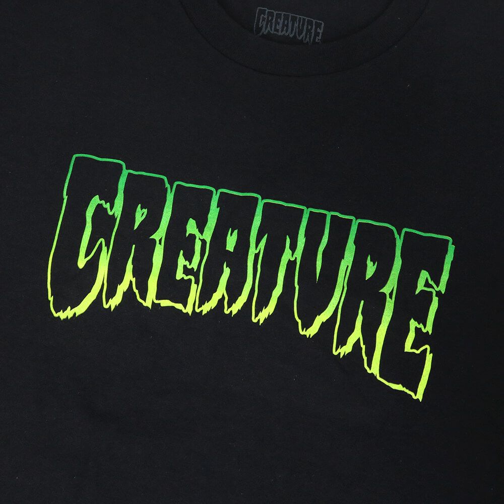 CREATURE T-SHIRT クリーチャー Tシャツ LOGO OUTLINE BLACK/GREEN スケートボード スケボー 1