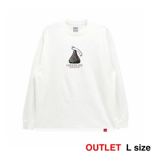 （アウトレット価格 7,150円 → 5,490円）CHOCOLATE LONG SLEEVE チョコレート ロングスリーブTシャツ KISS WHITE 糸の混入 スケートボード スケボー