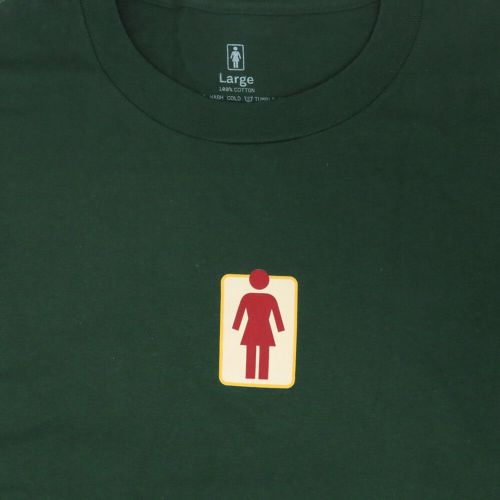（アウトレット価格 6,380円 → 4,990円）GIRL T-SHIRT ガール Tシャツ OG NATURALS DARK GREEN プリント傾き スケートボード スケボー 1