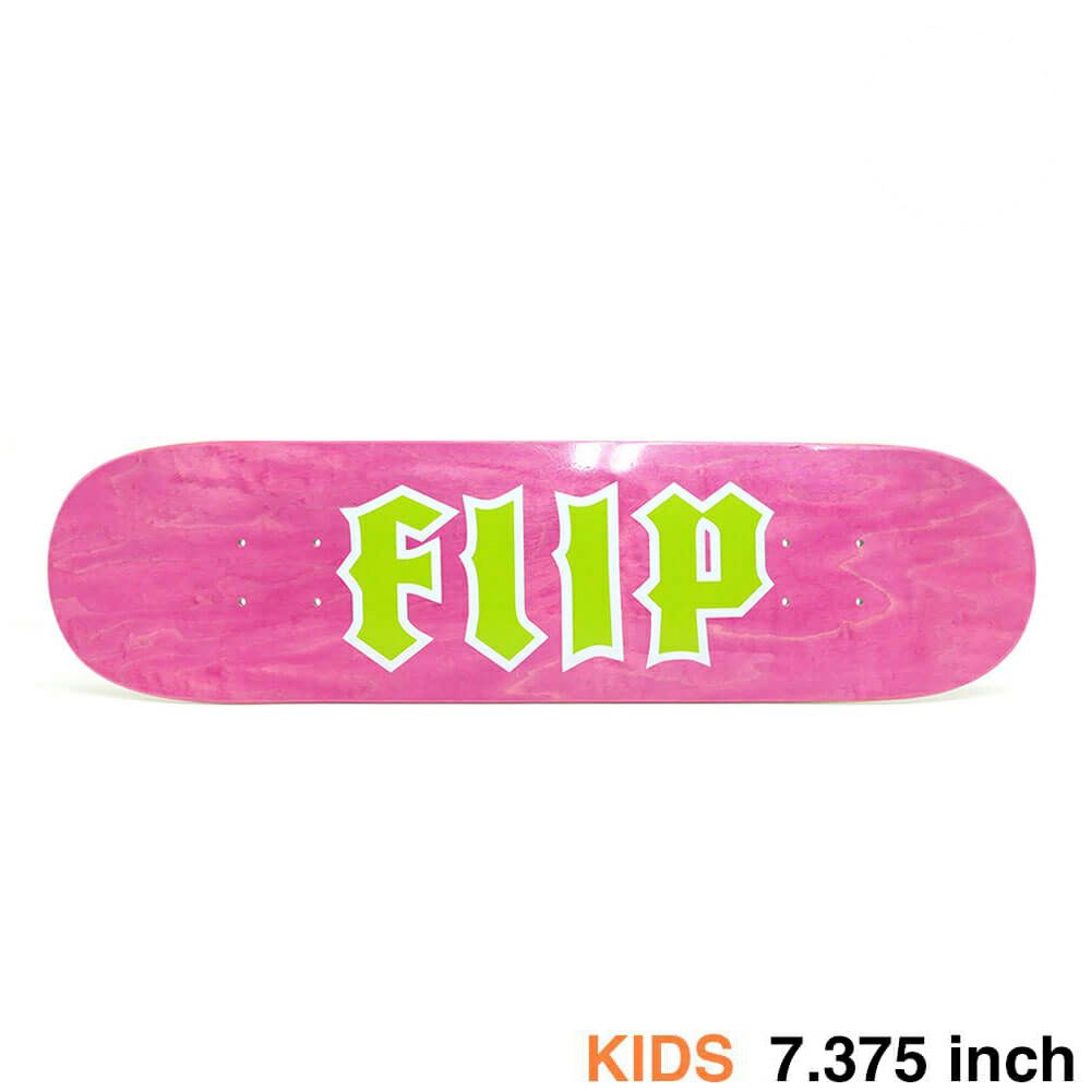 FLIP DECK フリップ デッキ（子供用） TEAM CANCELED GREEN LOGO PINK STAIN 7.375 スケートボード スケボー
