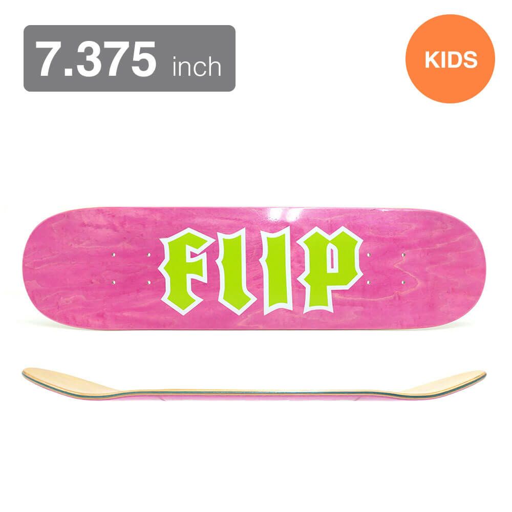 FLIP DECK フリップ デッキ（子供用） TEAM CANCELED GREEN LOGO PINK STAIN 7.375 スケートボード スケボー