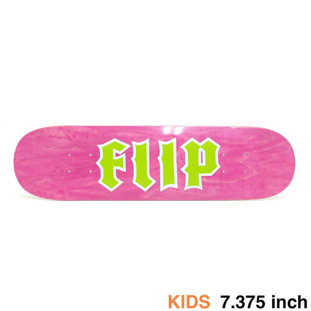 FLIP DECK フリップ デッキ（子供用） TEAM CANCELED GREEN LOGO PINK STAIN 7.375 スケートボード スケボー